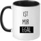 TassenTicker® - ''Ist mir egal.'' - beidseitig Bedruckt - Tasse - Kaffeetasse - Kaffeebecher - Geschenk - Arbeit - lustig (Schwarz)