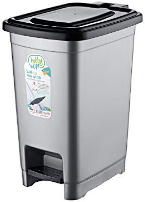 10 Litre Plastic Slim Eco Pedal Bin Dustbin Cosmetic Waste Bin Home & Office Indoor Dustbin (Sliver Grey)