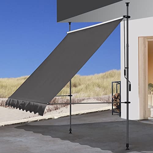 Quick Star Toldo con sujeción de 300 x 130 cm, Color Gris, protección Solar, toldo para terraza, Altura Ajustable de 200 – 290 cm, toldo, balcón, sin taladrar
