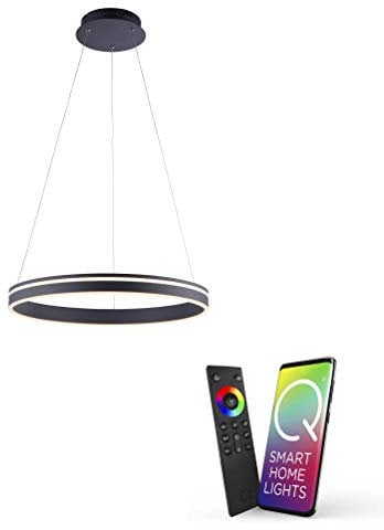 Paul Neuhaus Q-VITO LED Pendelleuchte, Works with Alexa - Smart Home, Fernbedienung CCT warmeiß - kaltweiß (59cm Anthrazit)…