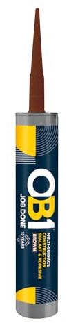 OB1 Brown Multi-Surface Construction Sealant & Adhesive - Hybrid Polymer - Excellent Chemical Resistance - Water Resistant - Weather Resistant - Food Safe - 290ml