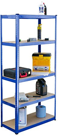 KCT 5 Tier Blue Garage Metal Shelving Unit Rack -Sturdy Utility Racking Storage Shelf Solutions for Home, Garden, Shed or Workshop