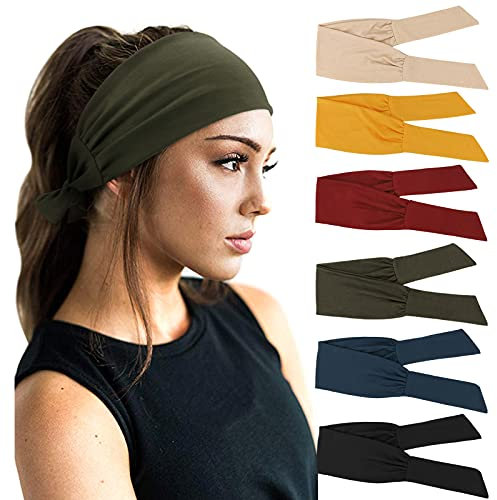 DRESHOW 6 Stück Damen Boho Stirnband Kopfband Haarband Gedruckt Stirnbänder Knoten Verdrehtes Elastische Kopf Wickeln Niedlich Haarschmuck für Mädchen