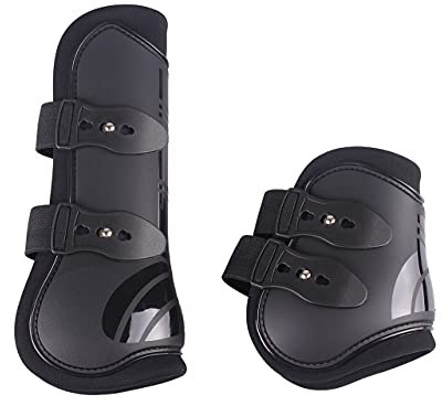 QHP Gamaschen-Set vorne und hinten 4er Set Polyurethan mit Neoprenfutter (Pony, schwarz)