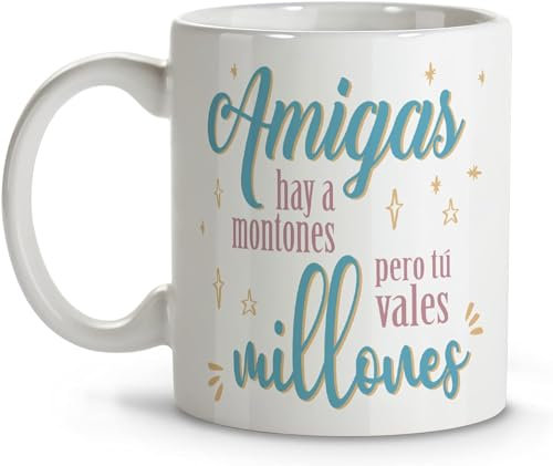 LolaPix Tazas para Amigas. Taza mejor amiga. Tazas Desayuno Originales. Taza Cerámica 330 ml. Regalos con Frases. Tazas personalizadas.
