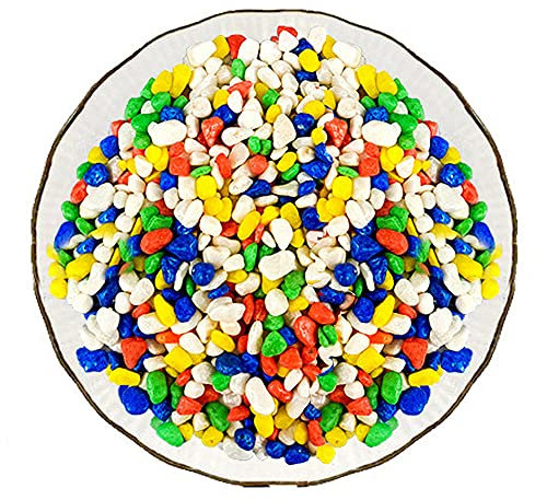 Gexmile Bodengrund Aquarium Kies Zierkies Aquarienkies Gartenkies Teichkies Dekorative für Gartenweg Blumentopf Bunt Durchmesser 5-8mm 1kg