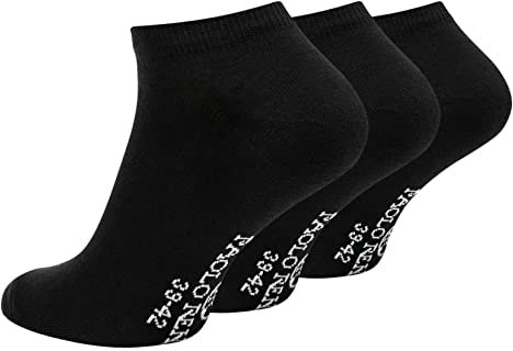 Paolo Renzo Sneaker Socken Damen & Herren aus Baumwolle 3 Paar Unisex Sneakersocken Kurze Socken OEKO-TEX Standard 100 Größe 39/42 Schwarz
