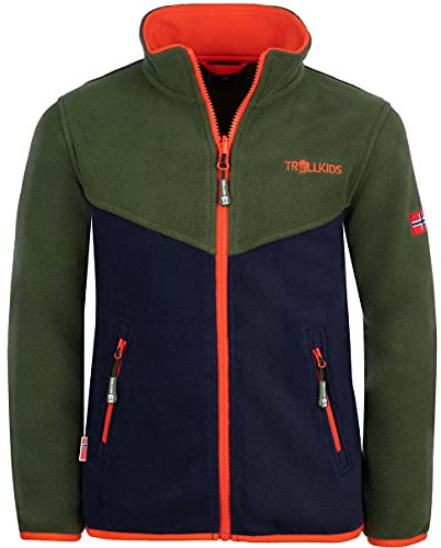 Trollkids Kinder Oppdal XT Fleece Jacke, Waldgrün/Marineblau, Größe 92