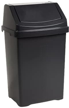 JMS we create smile 8L/25L/50L Litre Plastic Swing Lid Bin Waste Recycle Dustbins Rubbish Trash Refused Bins (Midnight Grey, 25 LITRE)