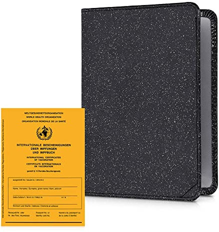 kwmobile Impfpass Hülle aus Kunstleder - Impfausweis Schutzhülle Cover für Impfbuch Impfbescheinigung - Kinder Erwachsene Schwarz matt