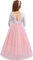 Odizli Robe de demoiselle d'honneur, en dentelle, dos nu, ligne A, en tulle, robe de mariage, première communion, fête, longue robe de soirée, Rose, 7-8 ans