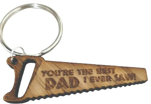 Print Maniacs Best Daddy I Ever Saw engraved Real Oak Fathers Day Birthday Christmas Keyring Keychain Grandad Gift For Him