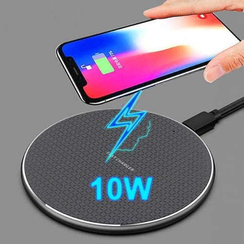 Wireless Charger Qi 10W Fast Charging Pad Wireless Charger Compatible with iPhone 13 pro max/13/12/SE/11/X/XS/XR/8, Samsung Note S21/S20/S9(10W Black)