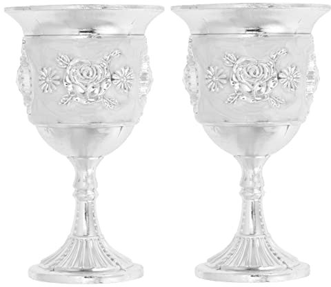 Milisten 2pcs Tall White Wine Glass Roman Drinking Cup Water Offering Cup Buddha Water Cups Wedding Decor Holy Cup Chalice Wine Glass Holy Goblet Wine Glasses Alloy Goblets Pimp Disposable