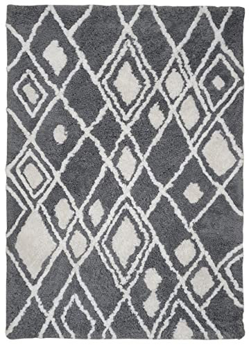Teppich Grau Weiß Orientteppich 170X240 cm Handarbeit 100% Polyester