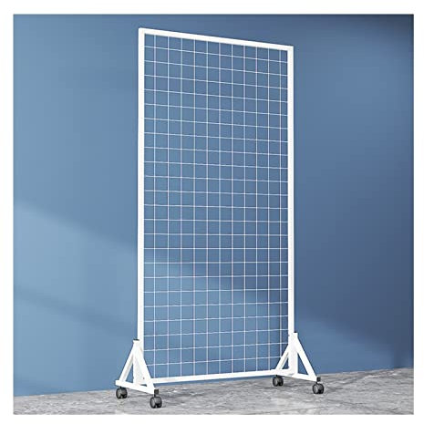 LXBAMKEA Bodenstehend Gitterwand, Mesh Anzeige Tafel, Retail Anzeige Steht, Zuhause Ladenbau, Shop-Markt-Messe Lagerung Regale, Drahtgitterwand Anzeige Gestell Mit Rädern (Color : White, Size : 60x1