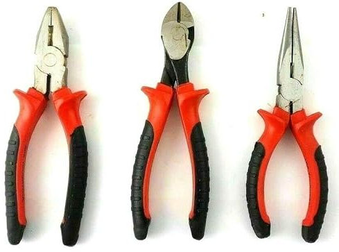 3PC Heavy Duty 150mm Combination Long Nose Side Cutter Cutting Pliers Set.