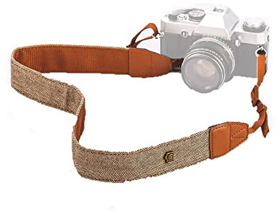 zalati Camera Strap Camera Belt Universal Carry Cotton Band with PU Leather Vintage Style for Most Cameras - Brown