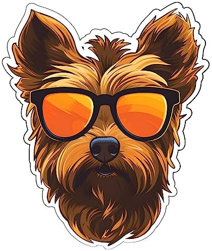 Samunshi Yorkshire Terrier mit Sonnenbrille Aufkleber Autoaufkleber für Motorrad Fahrrad Roller oder Auto Sticker Fahrrad MTB Mountainbike Rennrad Hund Dog (8x10cm Yorkshire Terrier mit Sonnenbri)