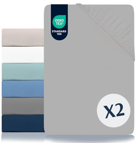 Dreamzie - Spannbettlaken 180x200cm 2er Pack - 100% Polyester Mikrofaser - Oeko TEX Zertifiziert - Spannbetttuch 180x200 - Zinngrau
