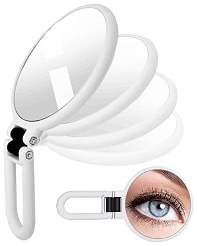 Divono Handspiegel mit Griff,Spiegel 1X/10X Vergrößerung Spiegel Kosmetikspiegel,Schminkspiegel Runde Form für Damen Tägliche Make-up,Friseursalon Kosmetikspiegel(Weiss)