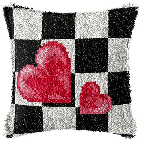Diy Ineinandergreifende Häkelsets, Kissenbezug/Liebesquadratmuster, Einfaches Und Weiches Häkelhandwerk Für Anfänger, Erwachsene, Kinder, Stricksets/Kissen, Bedrucktes Leinwandmuster, Wie Abgebi