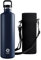 Healter Gourde isotherme 1.75l Avec sac de voyage Bouteilles en Acier à Double paroi isolées étanches Sans BPA pour Fitness, bureau, école, activités de plein air(Bleu foncé