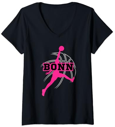 Damen Bonn Basket Ball Fan Support Rheinland Stadion pink T-Shirt mit V-Ausschnitt
