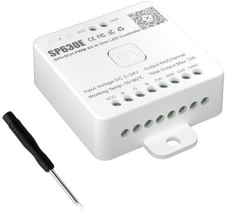 PAUTIX 12 in 1 Bluetooth LED Musik Controller adressierbar SP630E,Vollfarb Controller iOS/Andriod App Steuerung unterstützt fast alle LED Streifen lichter CCT/RGB/RGBW/WW/RGBCCT (ohne Batterie)