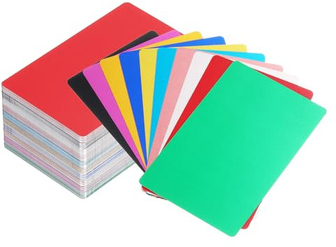 QUARKZMAN 200 Unidades de Tarjetas de Visita Metálicas en Blanco, Placas de Aluminio Anodizado de 86x54x0.21mm para Grabado, Tarjetas de Metal DIY (Multicolor)