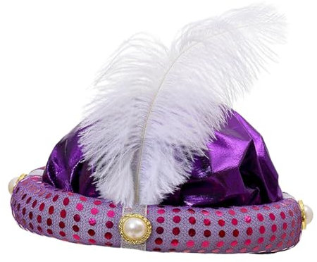 Dickly Indische Sultan-Turban-Hüte, Kopftuch, arabischer Hut, indische Mütze, schicker Hut, Sultan-Prinzen-Hut für Männer und Frauen, Themenparty, lila