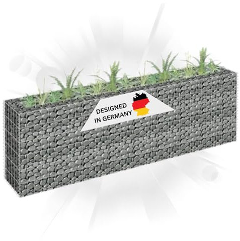 DELUKE Gabionen Hochbeet ROON aus Stahl | 180x30x60cm | Steinkorb Gabionengitter Ziergabione Steingabione Drahtkorb befüllbar