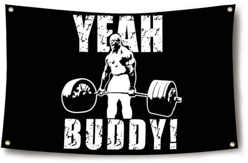 Ronnie Coleman Yeah Buddy leichte Flagge, 90 x 150 cm, motivierend, inspirierend, für Büro, Fitnessstudio, Wohnheim, Wanddekoration, Fitnessstudio-Banner und Flaggen für Zimmer, mit Bassösen