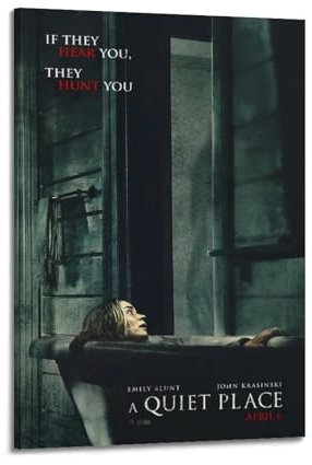 Filmposter A Quiet Place auf Leinwand, Raumdekoration, ästhetisches Poster, künstlerisches Poster für Schlafzimmer, Wohnzimmer, Wände, 40 x 60 cm, Rahmenstil