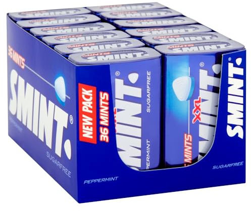 SMINT Mints Peppermint | 12 Metal Tins with Peppermint Pastilles | Sugar Free Dental Care