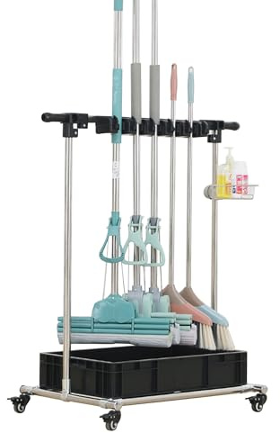 Broom and Mop Holder Cleaning Supplies Organizer Carts on Wheels Mop Bucket Garden Tool Organizer Broom Closet Storage Cabinet Mop Drain Rack Umbrella Stand for Housekeeping Schools Hospitals ( Size :