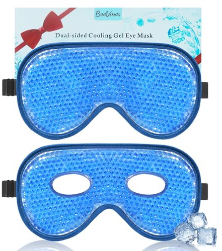 BeeVines Eis-Augenmaske, 2er-Pack JUMBO Kühlende Gel-Masken für geschwollene Augen für Männer & Frauen, kalte & warme Kompresse für Post-Chirurgie, Schwellungen, Allergien (A01 Blau & Blau)