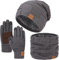 Yoolhamy Mütze Schal und Handschuh-Sets für Herren Damen, Winter Beanie Mütze Slouchy Strickmütze Touchscreen Handschuhe Schals Wärmer Wintermütze Halswärmer Schlauchschal Zubehör