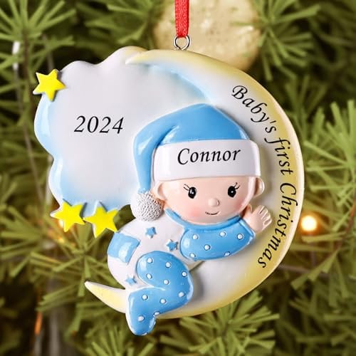 ALBK Personalised Baby's First Christmas Bauble - Custom Christmas Ornaments with Name, Xmas Gifts for Girls, Boys, Kids, Toddler, New Baby