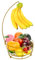 DIYZON Cesta de Frutas para Encimera con Colgador de Plátano, Moderno Cuenco de Almacenamiento de Frutas y Verduras, Adecuado para Encimera de Cocina