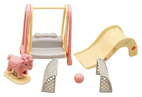 Qianly 1/12 Puppenhaus Spielplatz mit Rutsche Und Schaukel für Kinder
