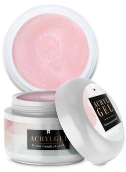 Acrylgel für Nägel 15ml, Glam Camouflage Glitzer Rosa, Schimmerndes Rosaton-Gel mit Glitzer für glamouröse Fullcover & Designnägel, einfach modellierbar & stabil, Made in Germany, Lynis-Nailshop.de