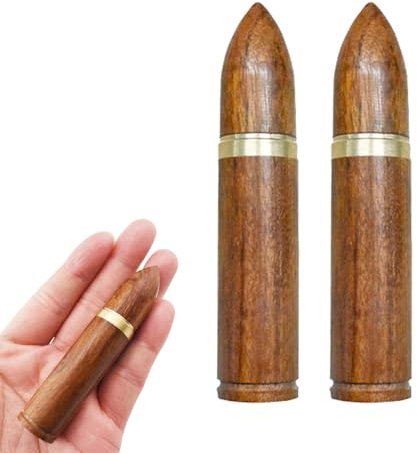 Acoeitl Zahnstocherhalter, tragbar, aus Holz, für Reisen, Nähnadel-Behälter, Mini-Zahnstocherspender, handgefertigt, 2 Stück, Hellbraun