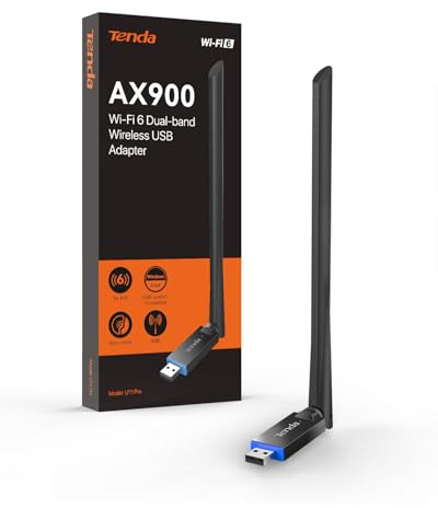 Tenda AX900 WiFi Adapter WiFi 6- Dual-Band 600Mbps 5GHz/ 286Mbps 2.4GHz, 6dBi High Gain Antenna, Wireless WiFi Adapter for Windows 11/10/7 USB WiFi Dongle (U11Pro)