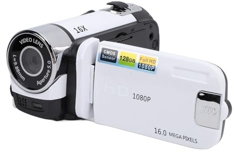 Videokamera Camcorder, 16MP 1080P Digital Kamera mit 2,4 Zoll Flip Bildschirm, 16X Digital Zoom Anti Shake Vlogging Kamera Recorder, Füll Licht, Schleifen Aufzeichnung Kamera
