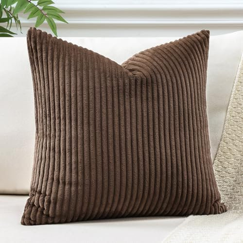 JOTOM 1 Stück Cord Kissenbezug Kissenhülle Dekorative Zierkissen Sofakissen Couchkissen Dekokissen Zierkissenbezug Deko Kissenbezüge für Sofa Wohnzimmer (60x60cm, Braun)