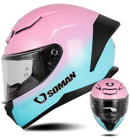 Caschi integrali da moto per uomo e donna Casco adulto Mtb Cruiser Motocross All-terrain con lente grande ABS DOT Omologato Tutte le stagioni Rosa XXL