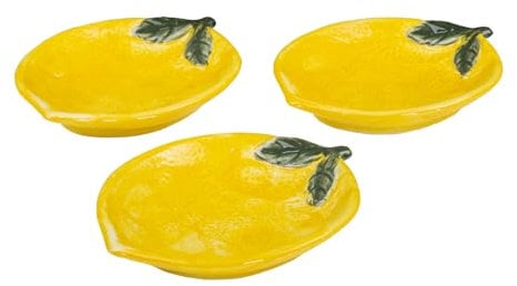 levandeo 3er Set Teller Zitrone Keramik 16cm Zitronenschale Sommer Obst Dekoschale Snackschale Tischdeko Servierschale Aufbewahrung Obstschale