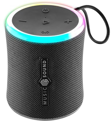 Music Sound Aura 10W - Enceinte Bluetooth Portable - Noir - IPX6 - Lumières RGB