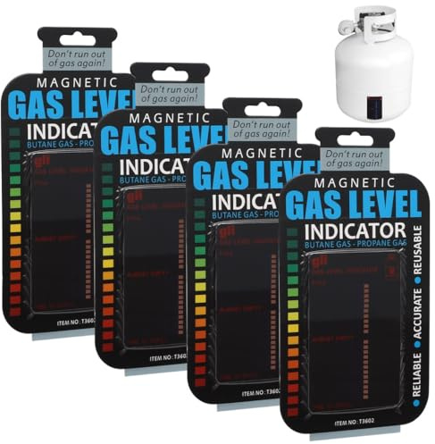 4-Pack Reusable Magnetic Propane and Butane Gas Level Indicators for Outdoor, Camping & Home Use